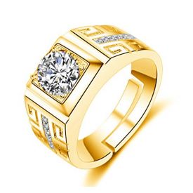 Gold Crystal Adjustable Men's Rings