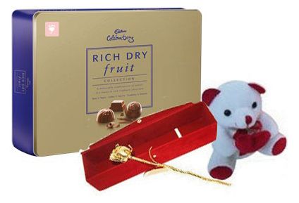 Cadbury Celebration with teddy and Golden Rose