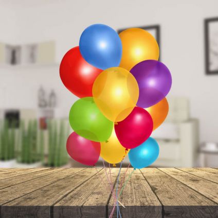 12 white  Roses with 6 inch White Teddy bear and 6 pcs Balloons