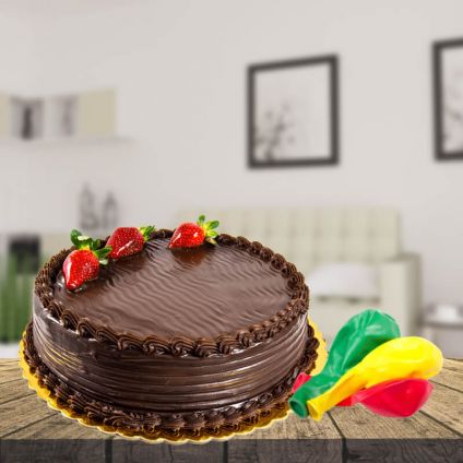 Cake and  Colourfull Ballons