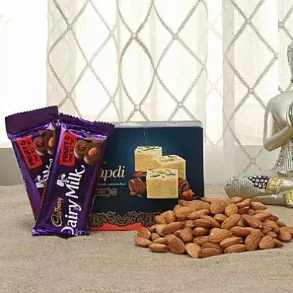 Soan Papdi,  Almonds and Chocolate