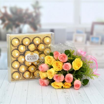 mix roses and  ferrero rocher
