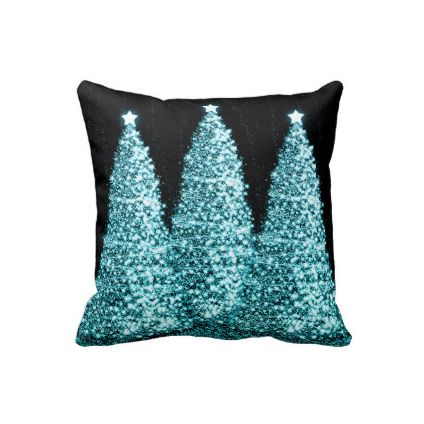 Elegant Christmas Trees Turquoise Throw Pillow