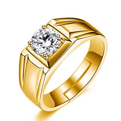 Gold Crystal  Mens Rings