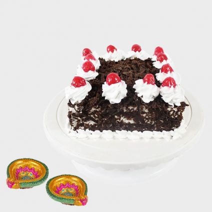 Black forest cake with Diya