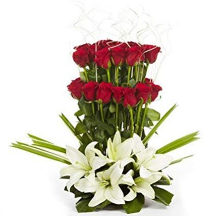 Roses With Lilies Basket  Arrangements