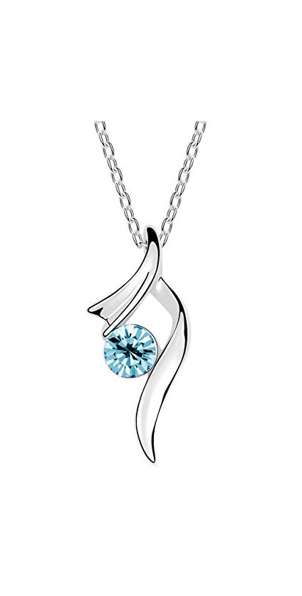 18K White Gold Plated Deep blue Crystal